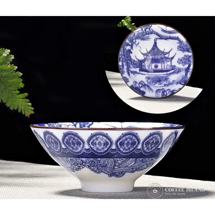 Пиала из тонкостенного фарфора BAOLIN "Китайская беседка" 100 мл. Пиала из тонкостенного фарфора BAOLIN "Китайская беседка" 100 мл.